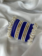 Pearl Gajra Bangle set - Royal Blue