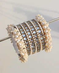 Silver Kundan bangles Set X4