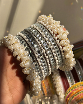 Silver Kundan bangles Set X4