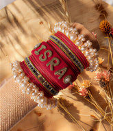 Customized Name Pearl Bangles Set