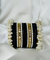 Pearl Gajra Bangle set - Black