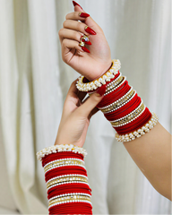 Bride Red Pearl bangle set