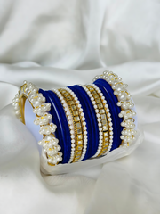 Pearl Gajra Bangle set - Royal Blue