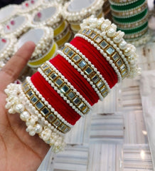 Bride Red Pearl bangle set