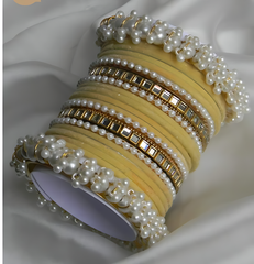 Pearl Gajra Bangle set - Lemon