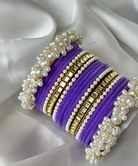 Pearl Gajra Bangle set - purple