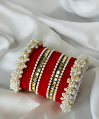 Pearl Gajra Bangle set - Red