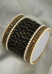 Black Pearl Kundan Bangle Set