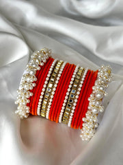 Pearl Gajra Bangle set - Orange